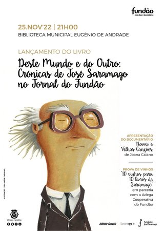 Ilustração para a capa do livro e cartaz "Crónicas de José Saramago no Jornal do Fundão".\\n\\n10/11/2022 12:19