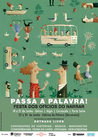 Ilustração para o cartaz do festival "Passa a Palavra", Câmara Municipal de Oeiras, 2018. Design de Francisco Vaz da Silva.\\n\\n10/04/2019 16:55